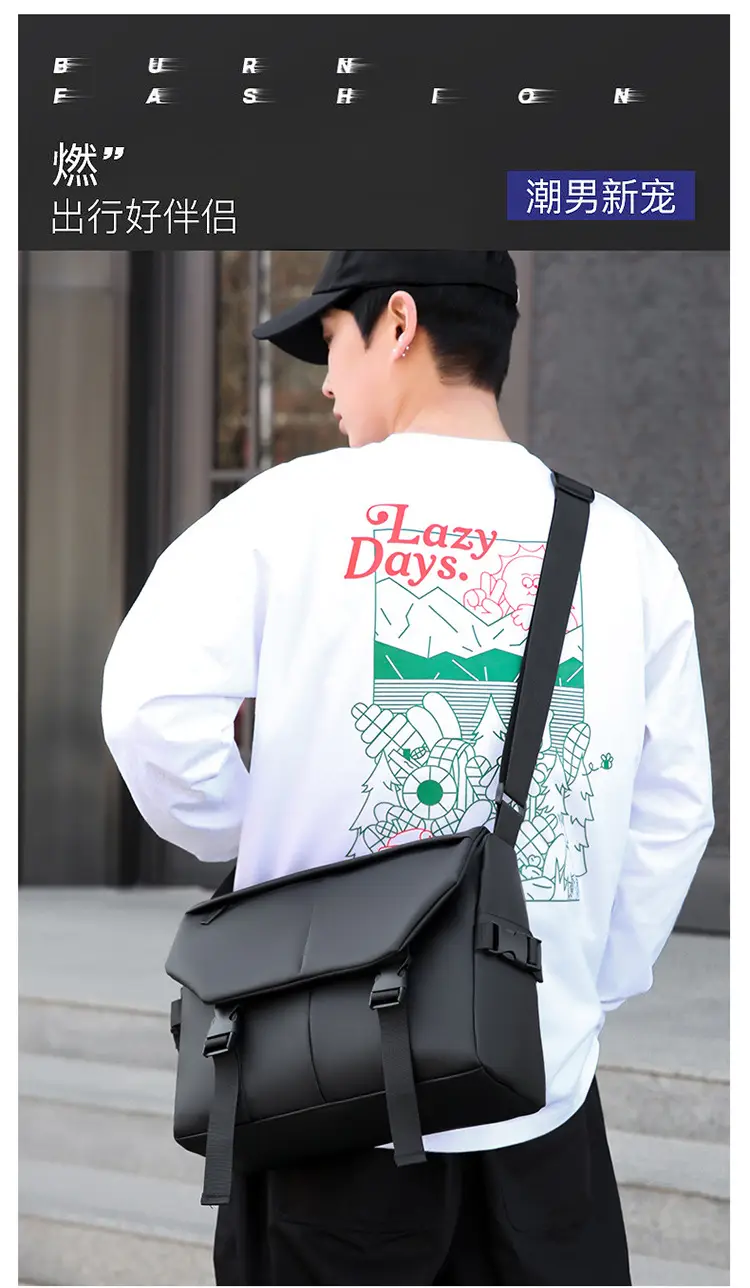 Men's Waterproof Oxford Crossbody Bag Large Capacity — feature 4