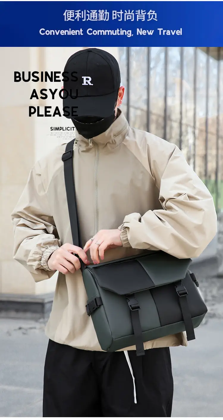 Men's Waterproof Oxford Crossbody Bag Large Capacity — feature 5