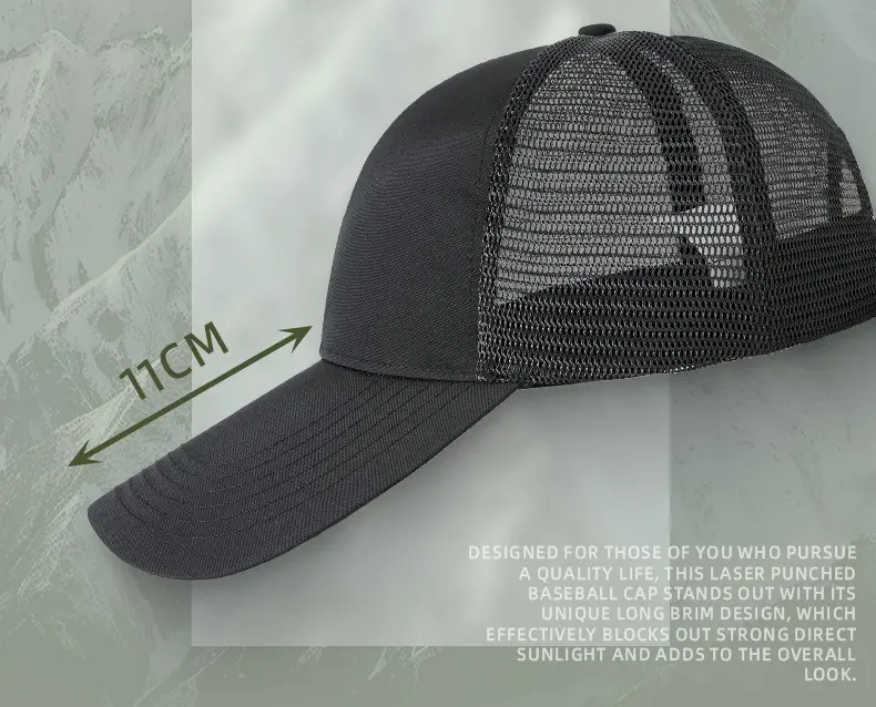 Black Mesh Baseball Cap with 11cm Long Bristle — feature 23