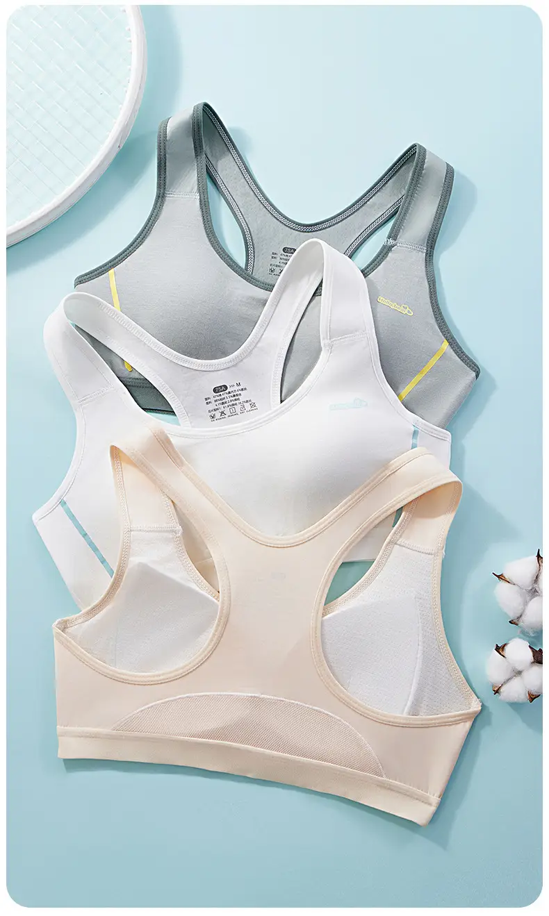 Modal Girls' Sports Bra Shockproof Running Development Stage Middle and High School Student Girls Fixed Cup Vest — feature 15