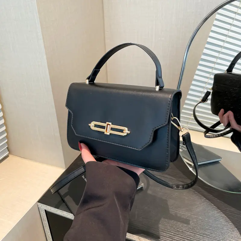 2025 Black Lock Buckle Crossbody Bag for Women