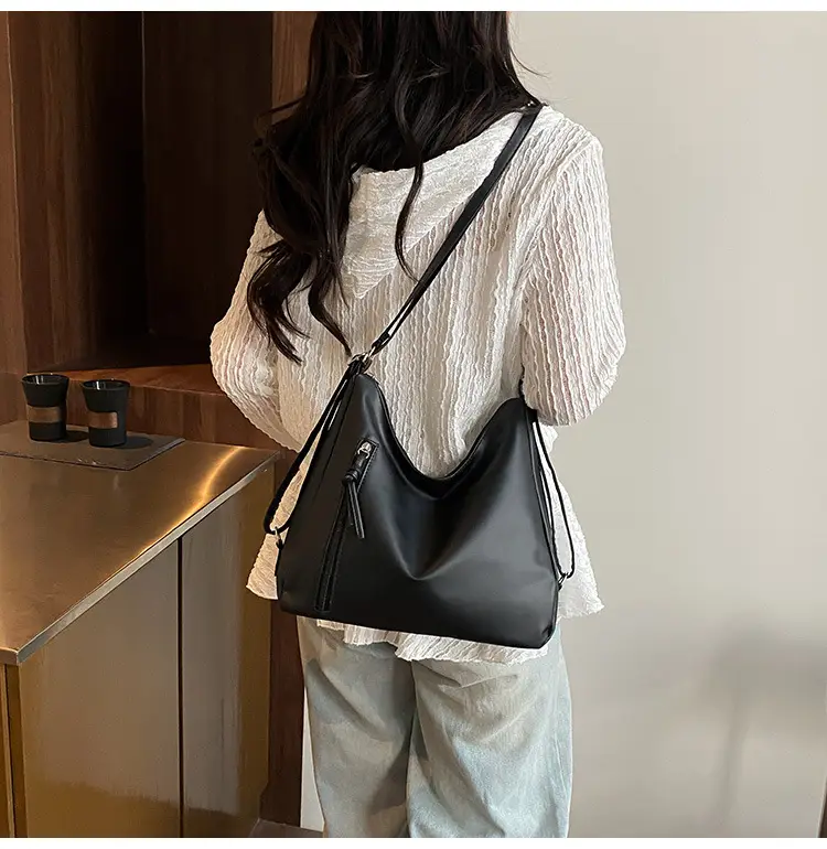 Black Retro Shoulder Crossbody Tote Bag for Women — feature 13