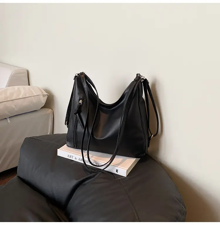 Black Retro Shoulder Crossbody Tote Bag for Women — feature 21