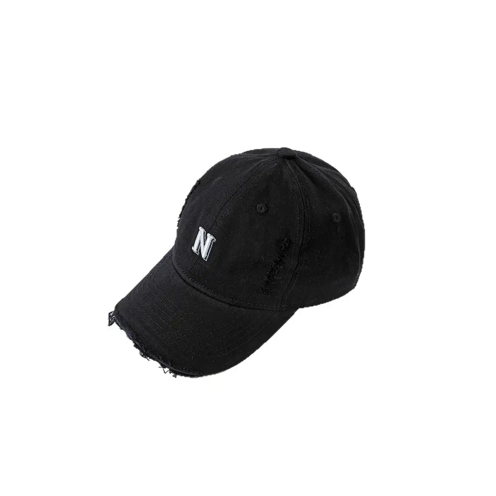 Black Korean Style Personalized Cap with Ripped Bristle - Image 12