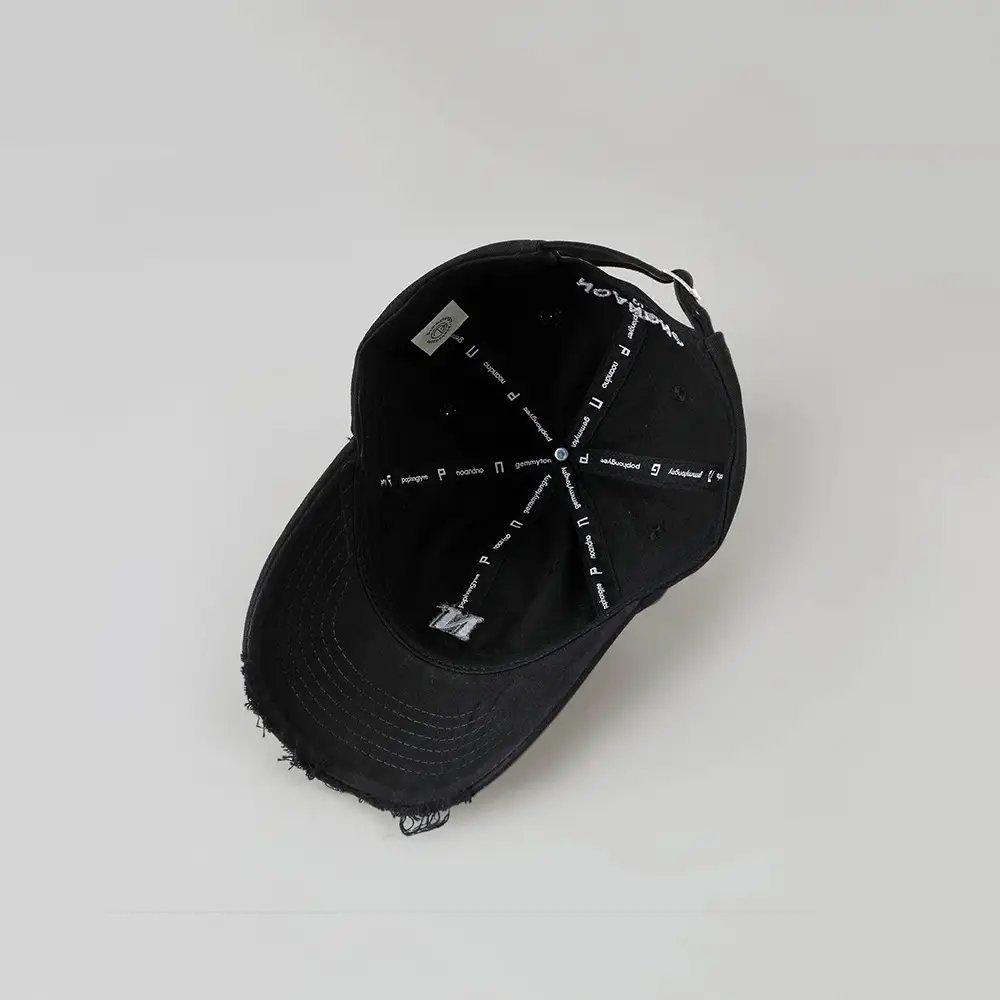 Black Korean Style Personalized Cap with Ripped Bristle — feature 6