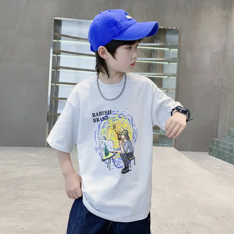Boys Cartoon T-Shirt Blue Cap Summer Wear 2026