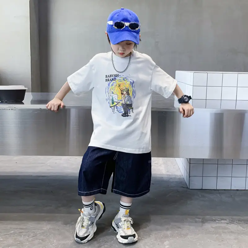Boys Cartoon T-Shirt Blue Cap Summer Wear 2026