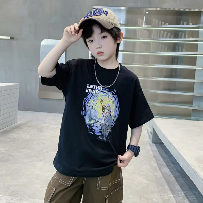 Boys Cartoon T-Shirt Blue Cap Summer Wear 2026