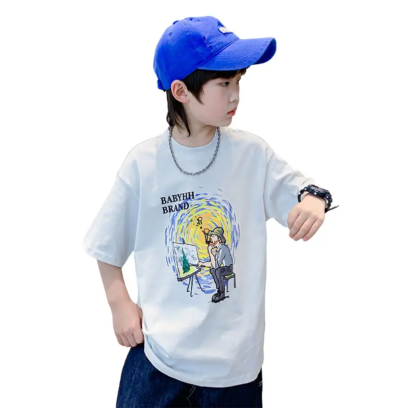 Boys Cartoon T-Shirt Blue Cap Summer Wear 2026