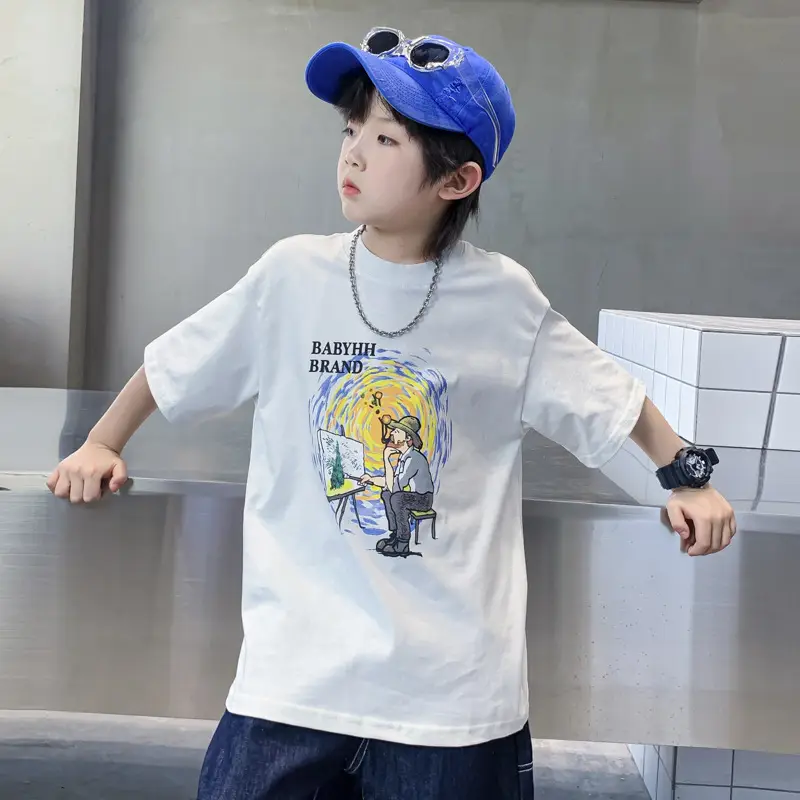 Boys Cartoon T-Shirt Blue Cap Summer Wear 2026
