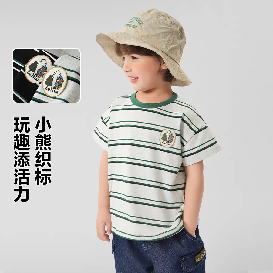 Right European Boys Striped T-Shirt Summer Kids