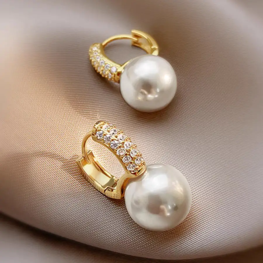 Pearl Earrings for Women Luxury Rhinestone Design