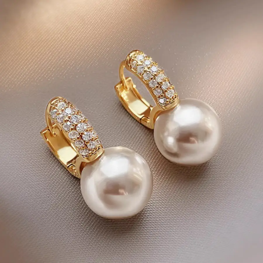 Pearl Earrings for Women Luxury Rhinestone Design