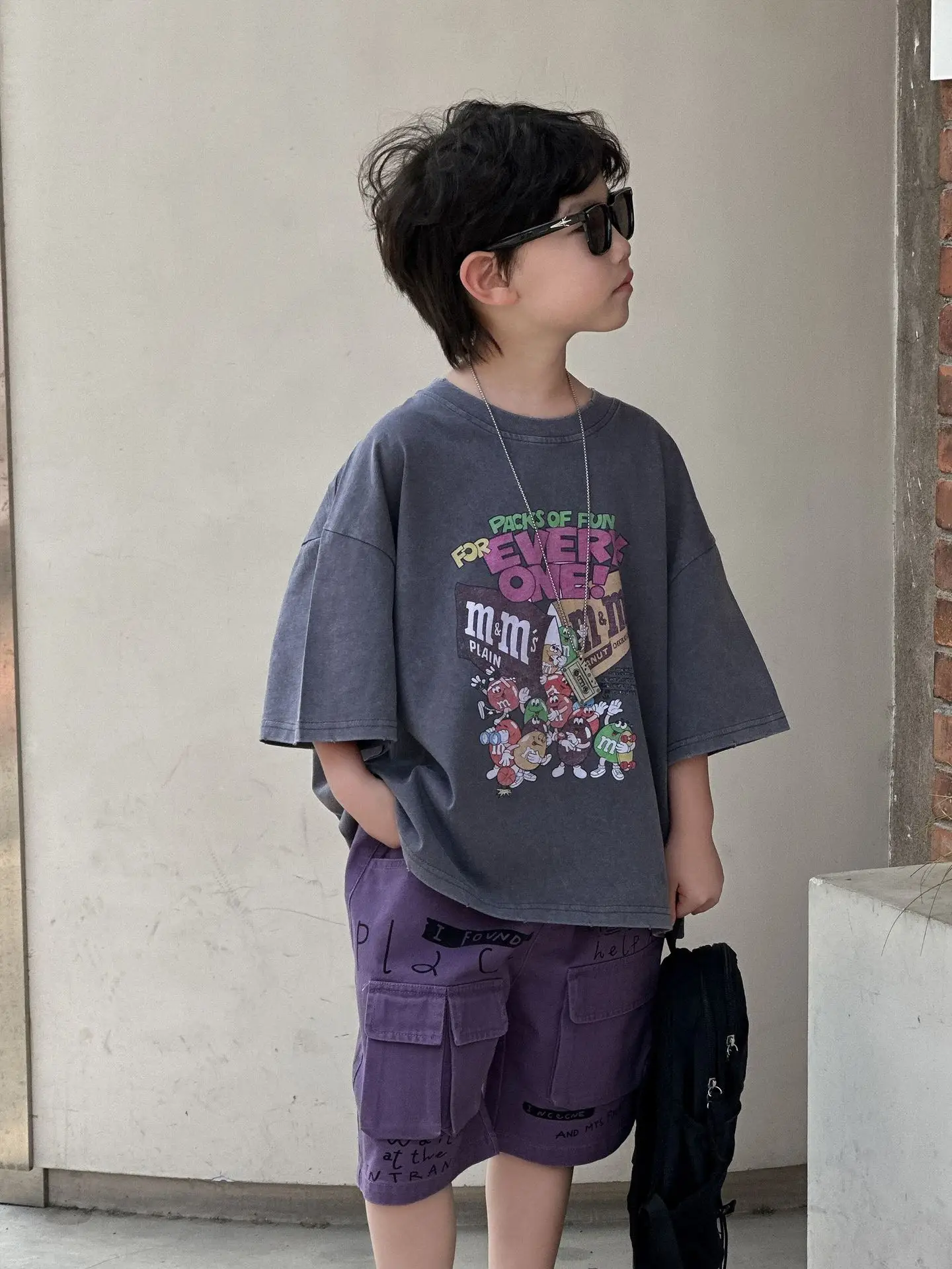 Boys Graphic T-Shirt Purple Shorts 2025 - Image 6
