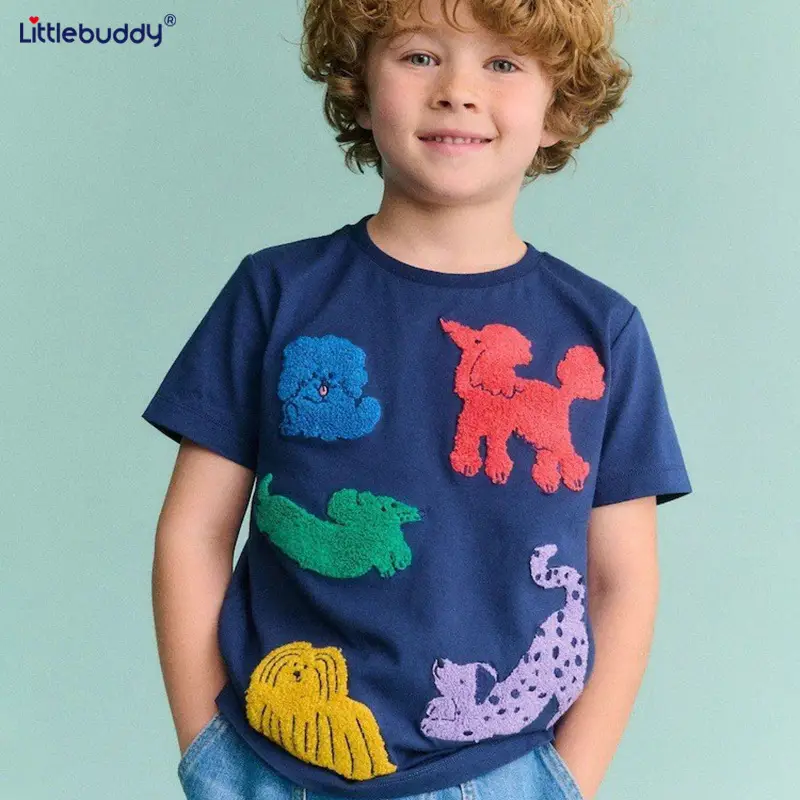 2025 Kids T-Shirt Red Blue Green Round Neck Short Sleeve
