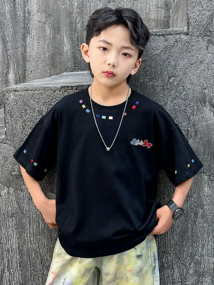 Summer Boys Short Sleeve T-Shirt White Kids Wear - Image 3