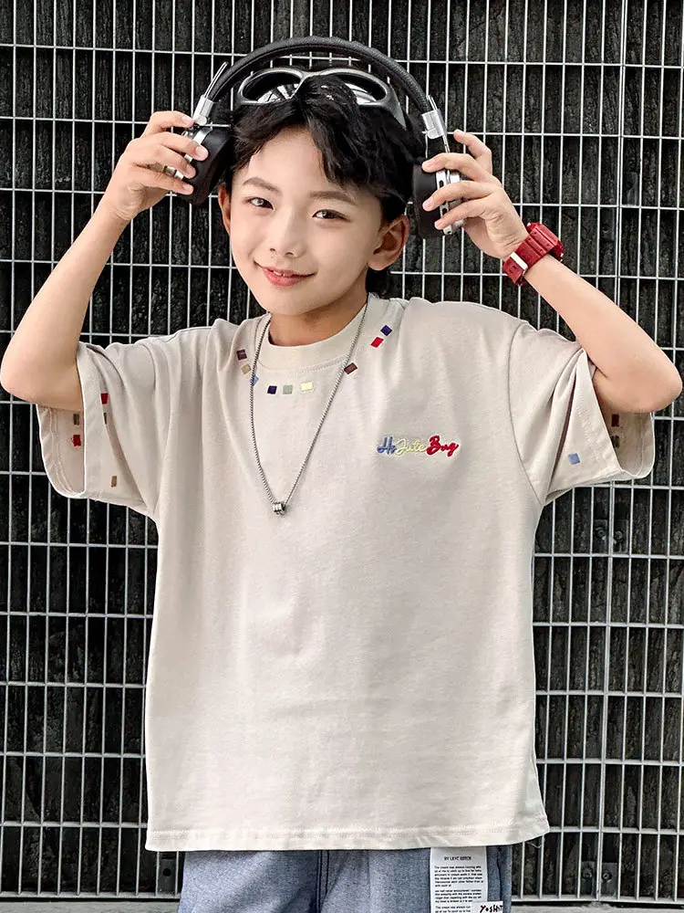 Summer Boys Short Sleeve T-Shirt White Kids Wear - Image 4