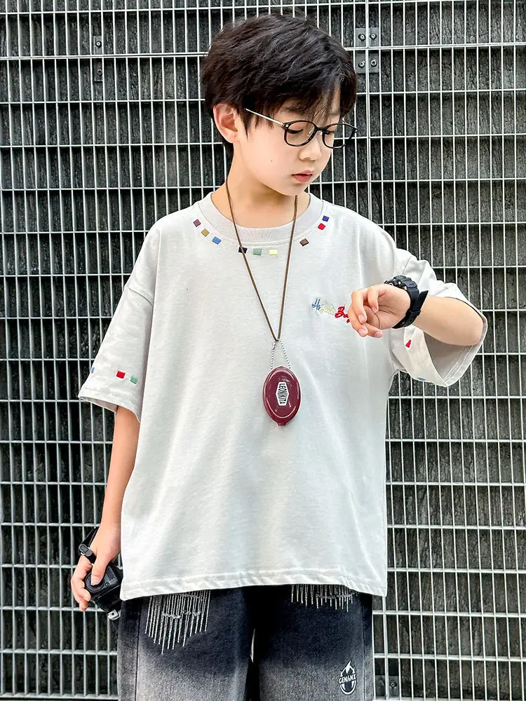 Summer Boys Short Sleeve T-Shirt White Kids Wear - Image 5