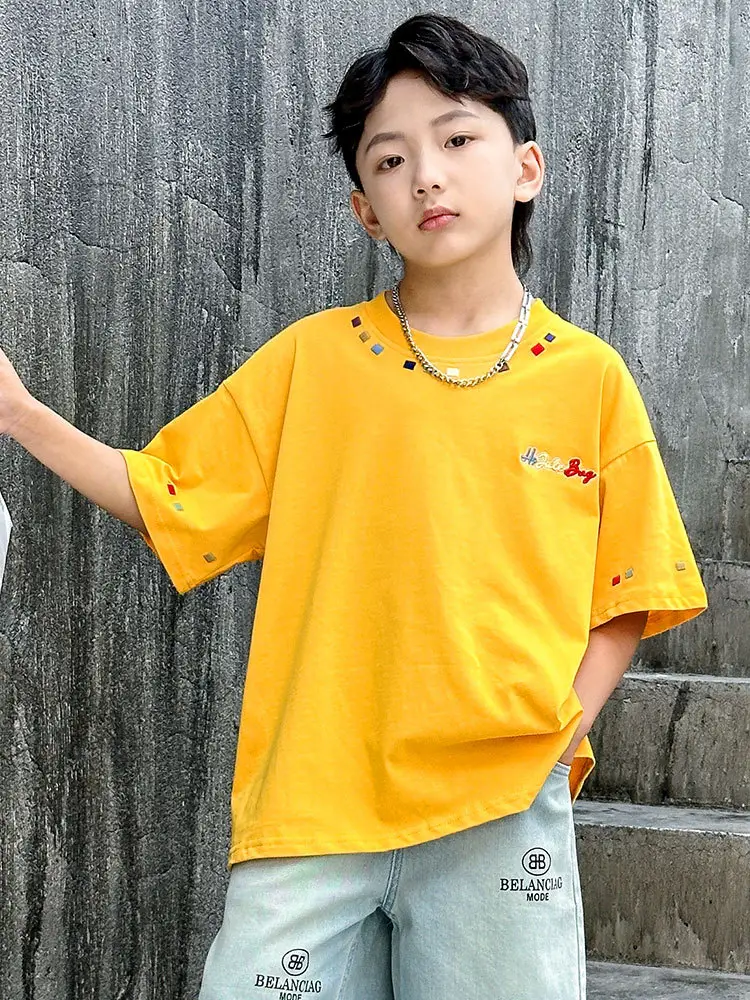 Summer Boys Short Sleeve T-Shirt White Kids Wear - Image 7