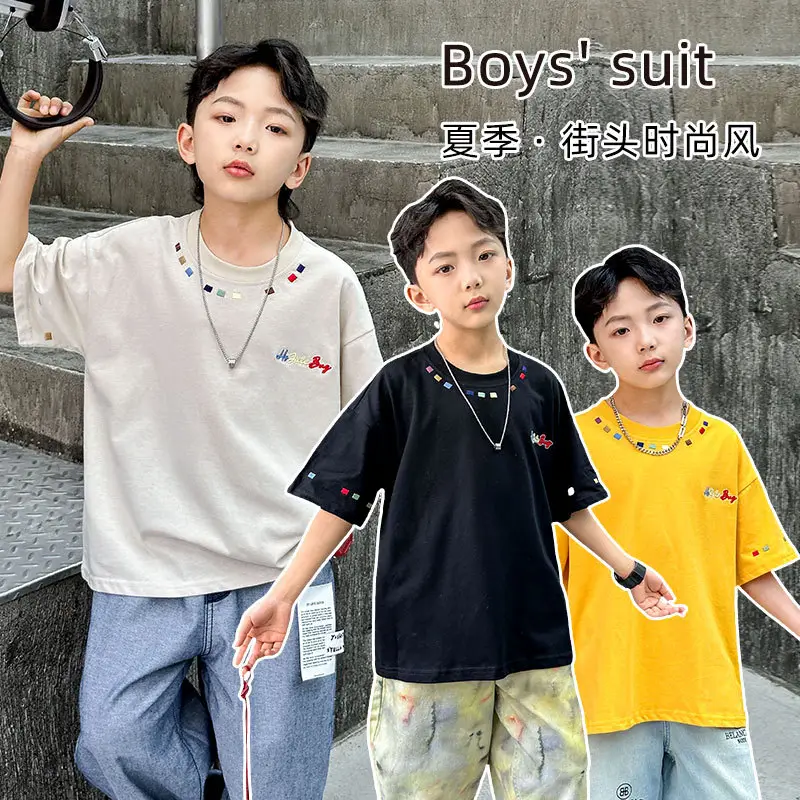 Summer Boys Short Sleeve T-Shirt White Kids Wear — feature 1