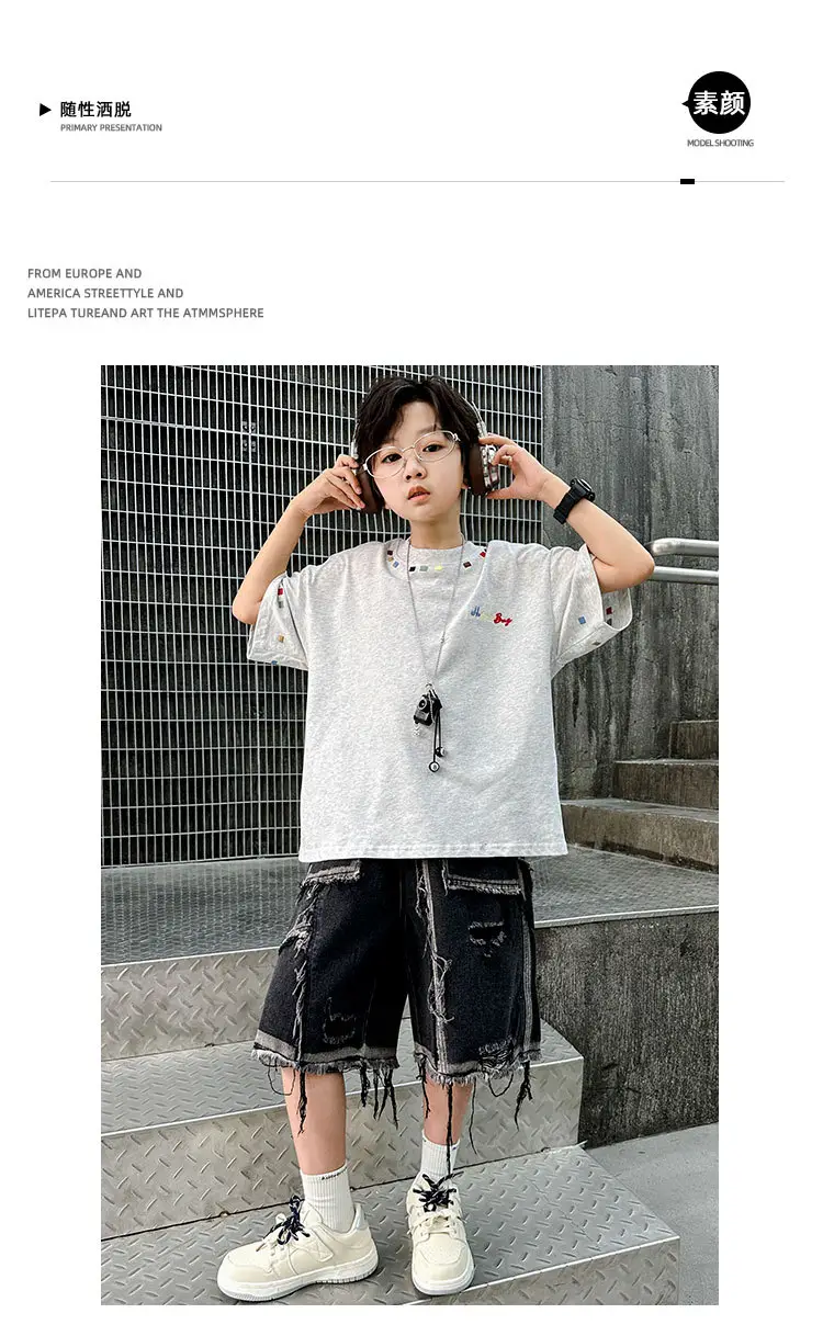 Summer Boys Short Sleeve T-Shirt White Kids Wear — feature 13