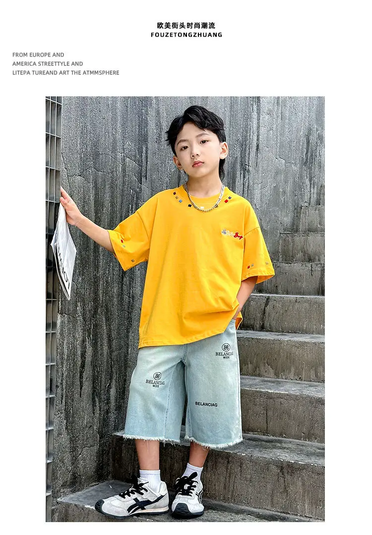 Summer Boys Short Sleeve T-Shirt White Kids Wear — feature 16