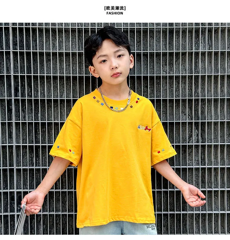 Summer Boys Short Sleeve T-Shirt White Kids Wear — feature 17