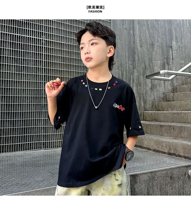 Summer Boys Short Sleeve T-Shirt White Kids Wear — feature 20