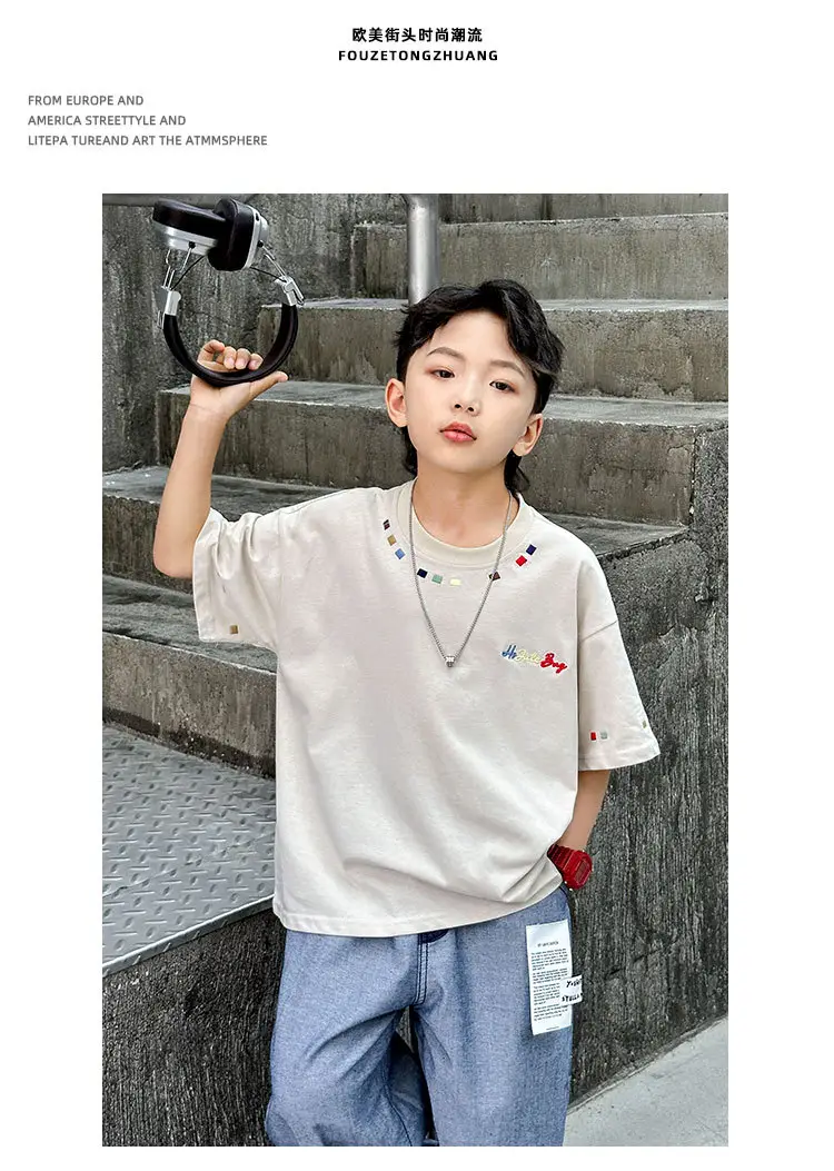 Summer Boys Short Sleeve T-Shirt White Kids Wear — feature 22