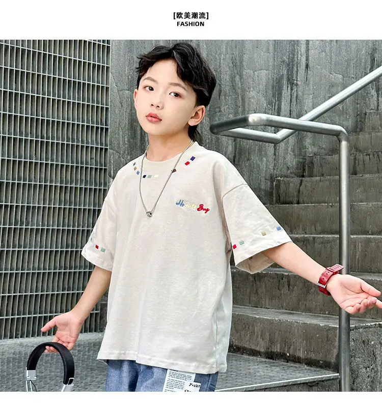 Summer Boys Short Sleeve T-Shirt White Kids Wear — feature 23