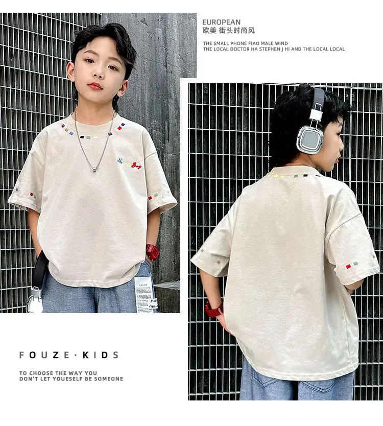 Summer Boys Short Sleeve T-Shirt White Kids Wear — feature 24