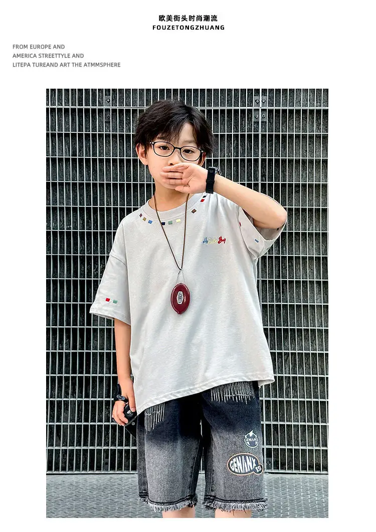 Summer Boys Short Sleeve T-Shirt White Kids Wear — feature 25