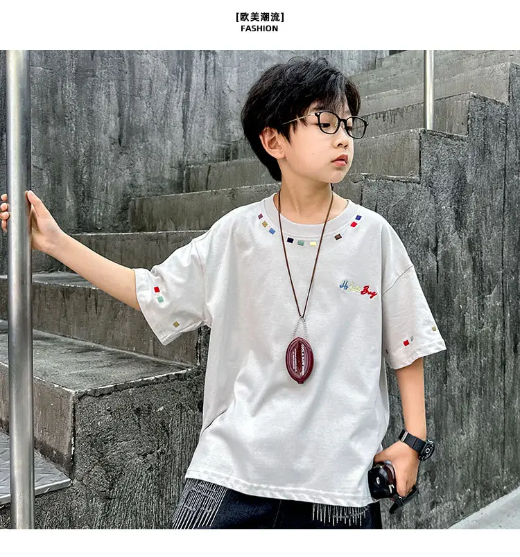 Summer Boys Short Sleeve T-Shirt White Kids Wear — feature 26
