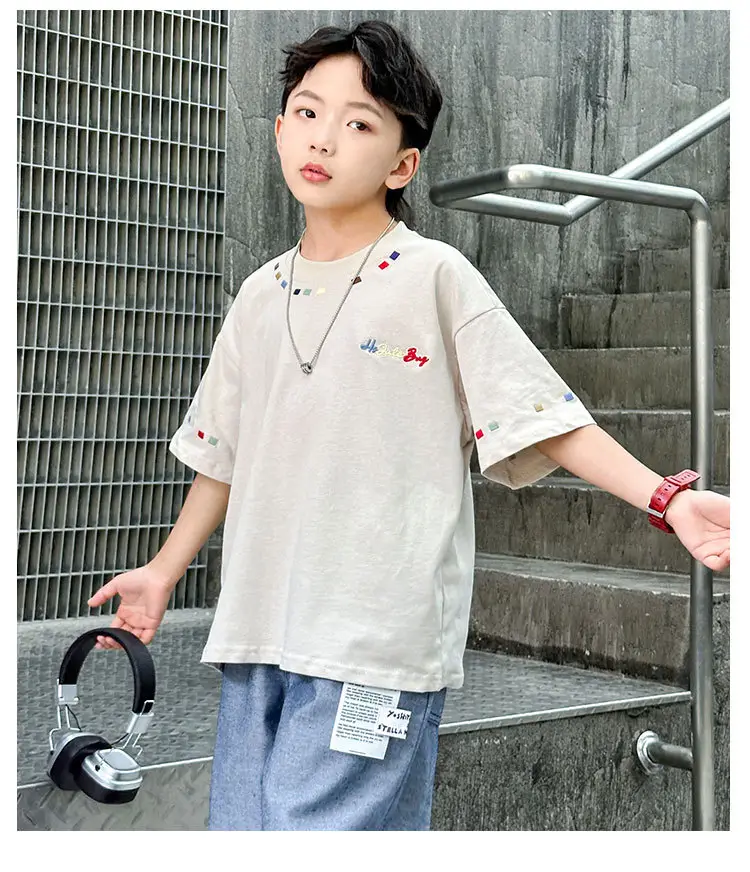Summer Boys Short Sleeve T-Shirt White Kids Wear — feature 8