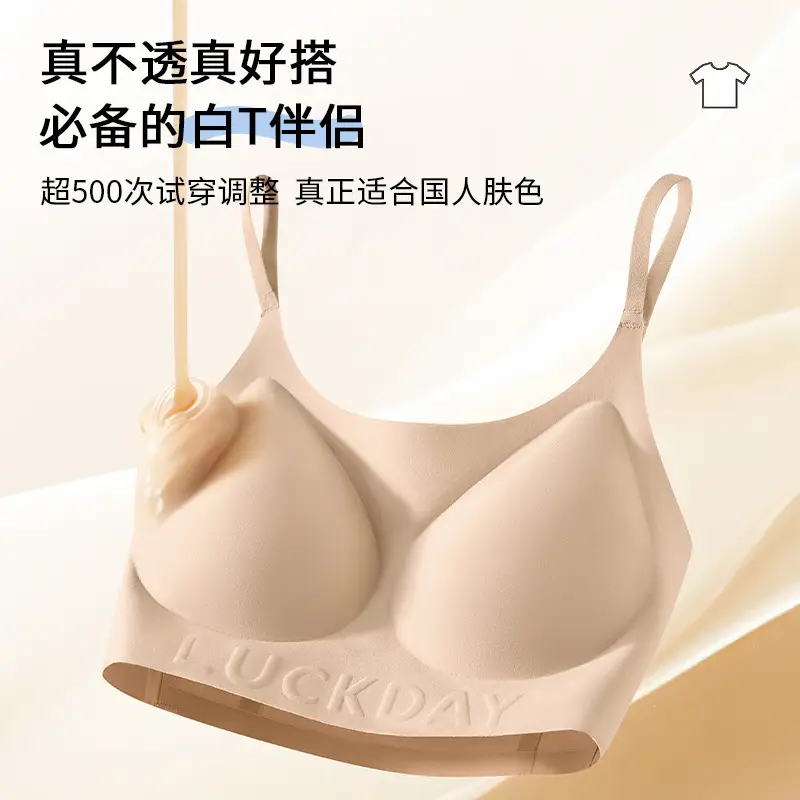 【Xing m Same Style】Foundation-Like Liquid Foundation with Seamless Underwear for Women, Thin Style, Small Chest Enhancement, Invisible Bra for Summer