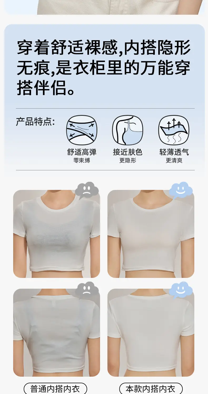【Xing m Same Style】Foundation-Like Liquid Foundation with Seamless Underwear for Women, Thin Style, Small Chest Enhancement, Invisible Bra for Summer — feature 14