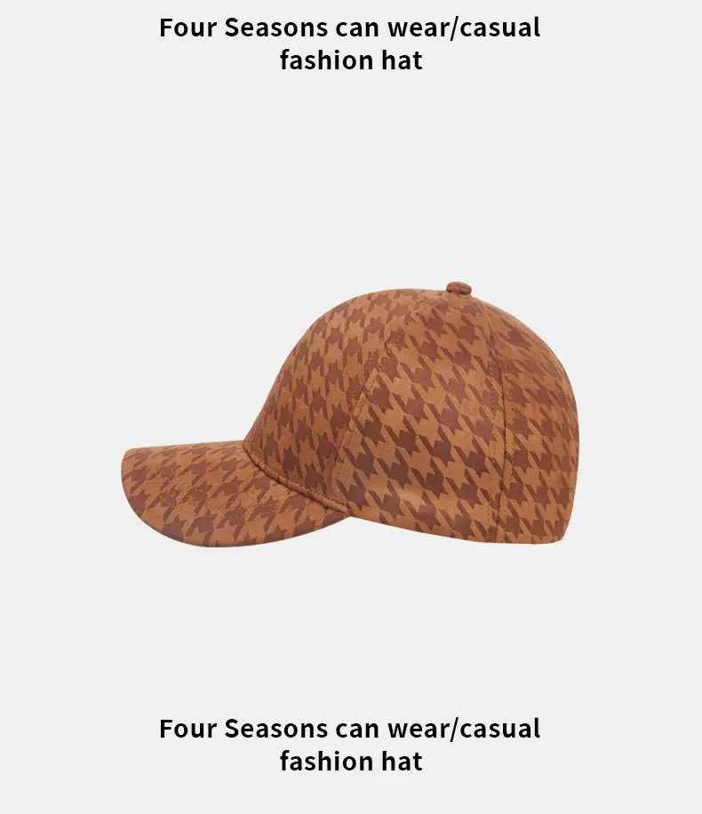 Red Houndstooth Baseball Cap for Women & Men — feature 11