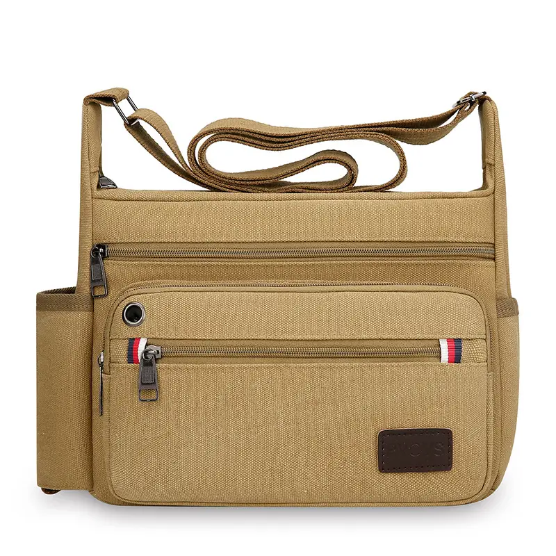 Men's Crossbody Bag Canvas Multi Layer Large Capacity - Image 9