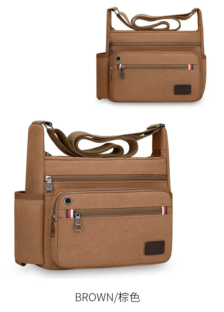 Men's Crossbody Bag Canvas Multi Layer Large Capacity — feature 12