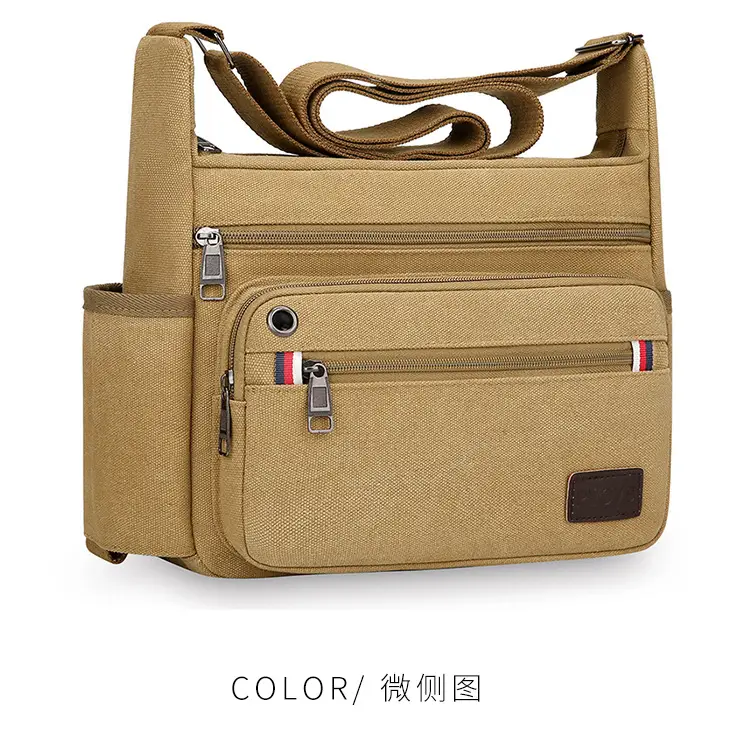 Men's Crossbody Bag Canvas Multi Layer Large Capacity — feature 14