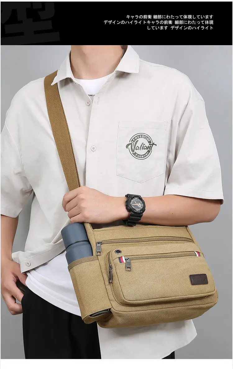 Men's Crossbody Bag Canvas Multi Layer Large Capacity — feature 20