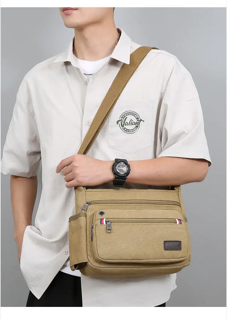 Men's Crossbody Bag Canvas Multi Layer Large Capacity — feature 22
