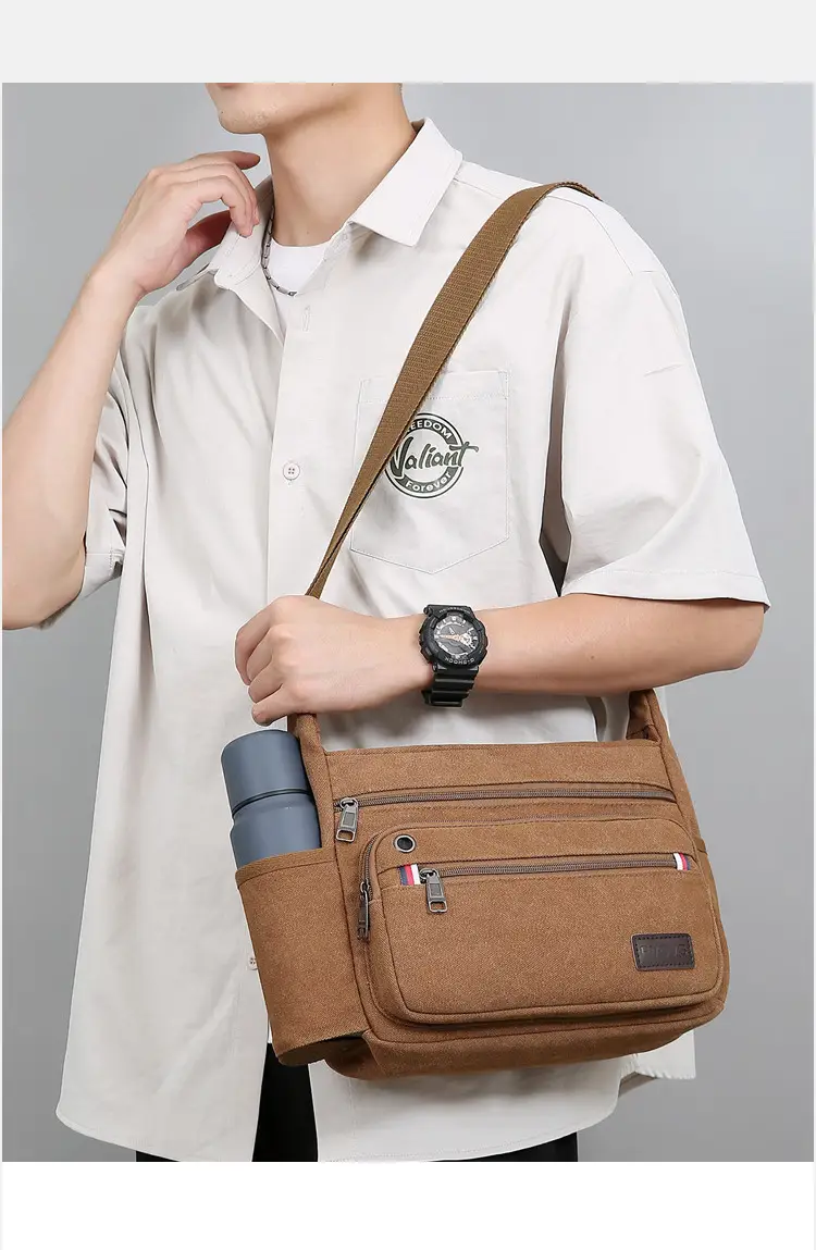 Men's Crossbody Bag Canvas Multi Layer Large Capacity — feature 24