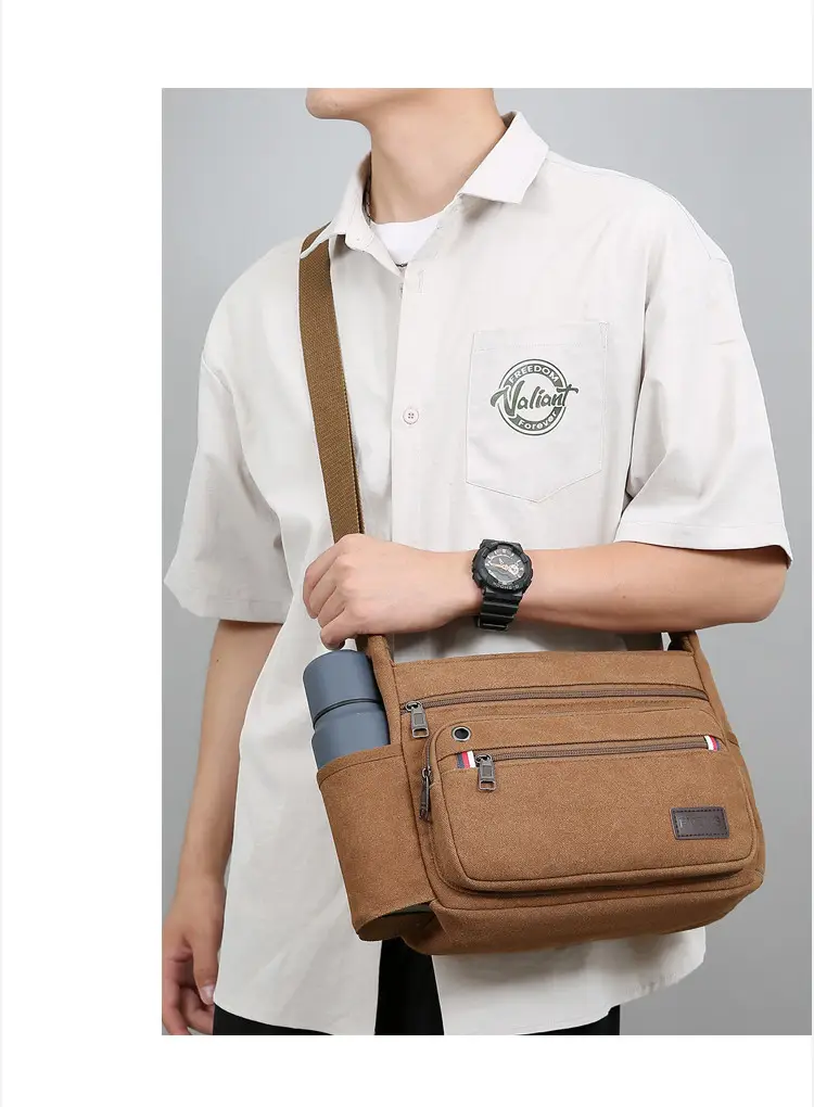 Men's Crossbody Bag Canvas Multi Layer Large Capacity — feature 25