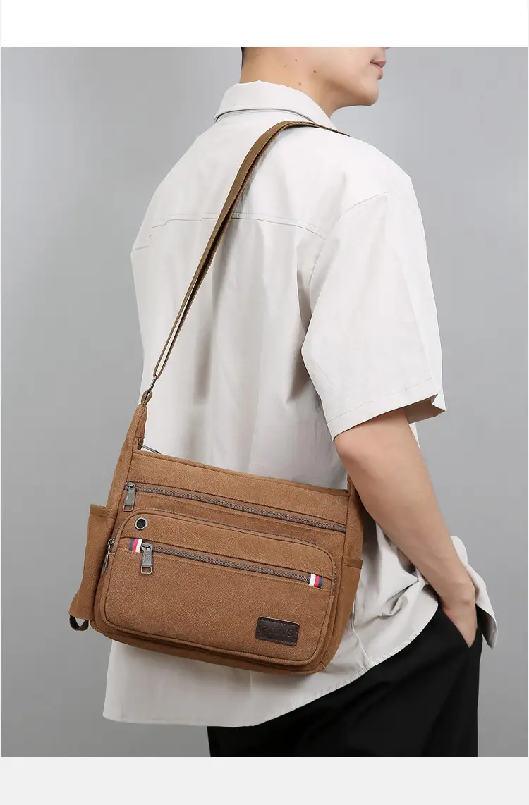 Men's Crossbody Bag Canvas Multi Layer Large Capacity — feature 26