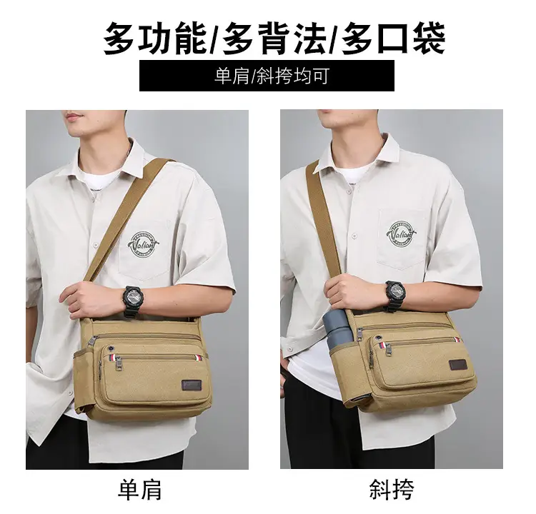 Men's Crossbody Bag Canvas Multi Layer Large Capacity — feature 3