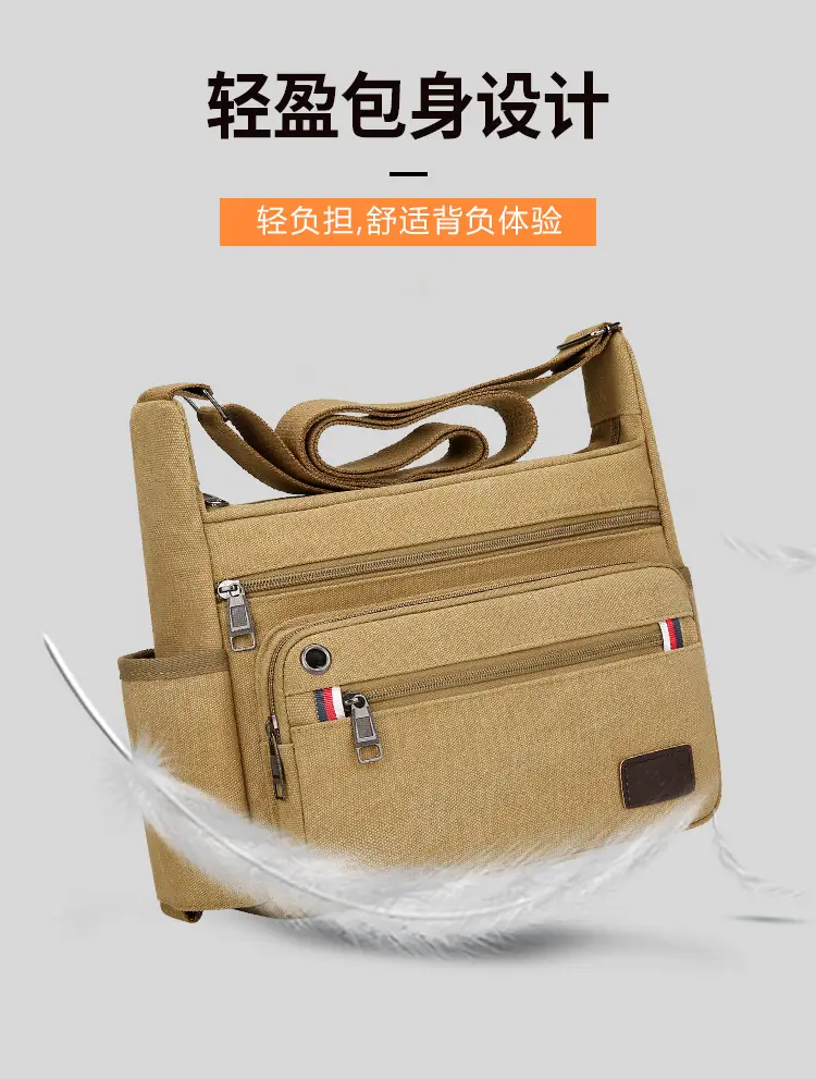 Men's Crossbody Bag Canvas Multi Layer Large Capacity — feature 7