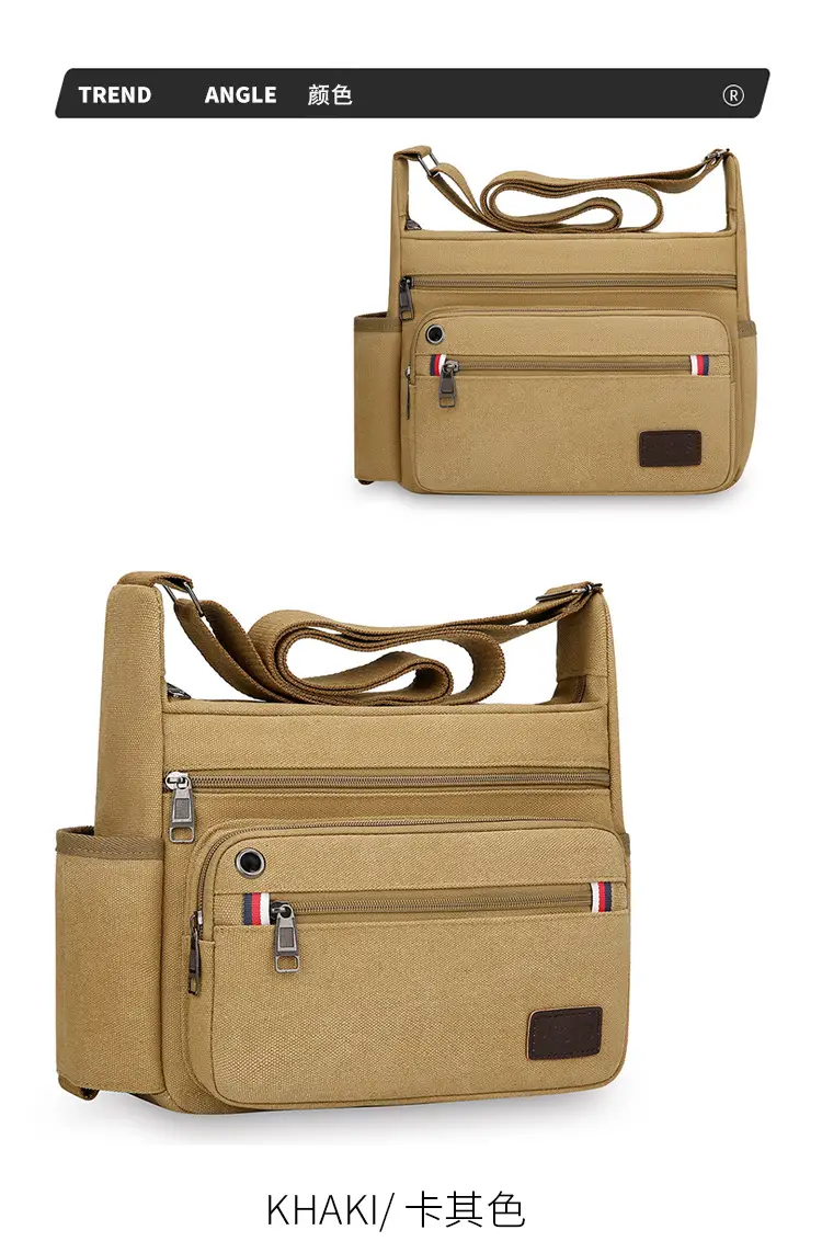 Men's Crossbody Bag Canvas Multi Layer Large Capacity — feature 9