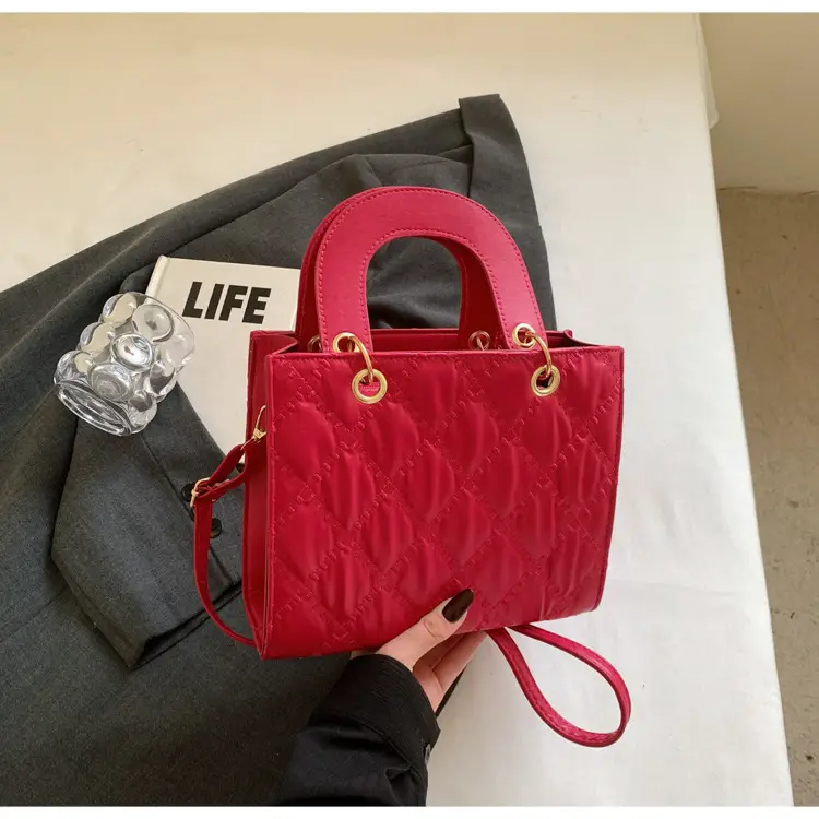 Pink Diamond Embroidery Shoulder Bag for Women - Image 5