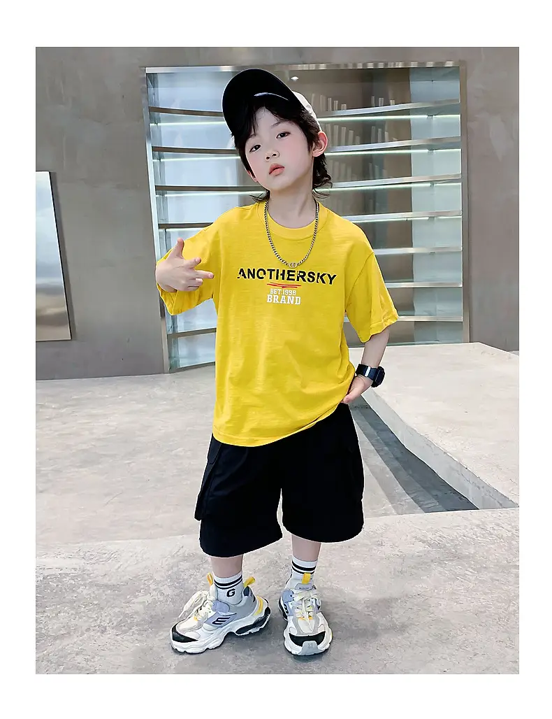Boys 2026 Summer Dopamine Half Sleeve T-Shirt Black — feature 11
